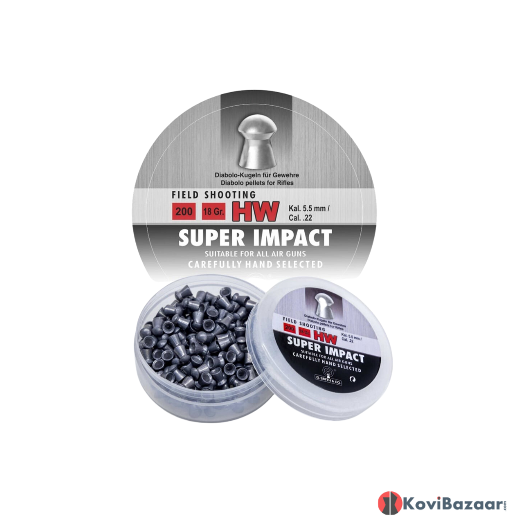 G Smith & Co Super Impact HW 0.22(5.5mm) 200/Tin Airgun Pellets 18gr