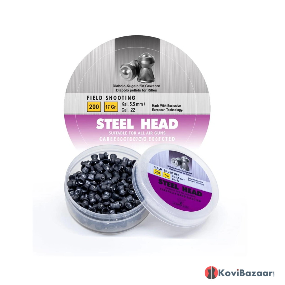 G Smith & Co Steel Head 0.22 (5.5mm) 200/Tin 17 gr Airgun Pellets