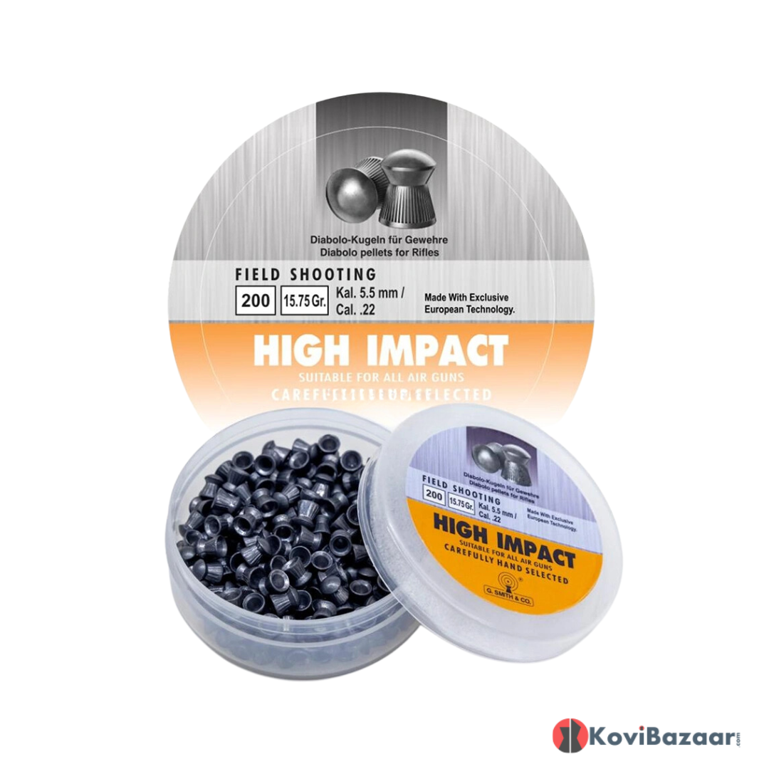 G Smith & Co High Impact 0.22(5.5mm) 200/Tin, 15.75gr, Airgun Pellets