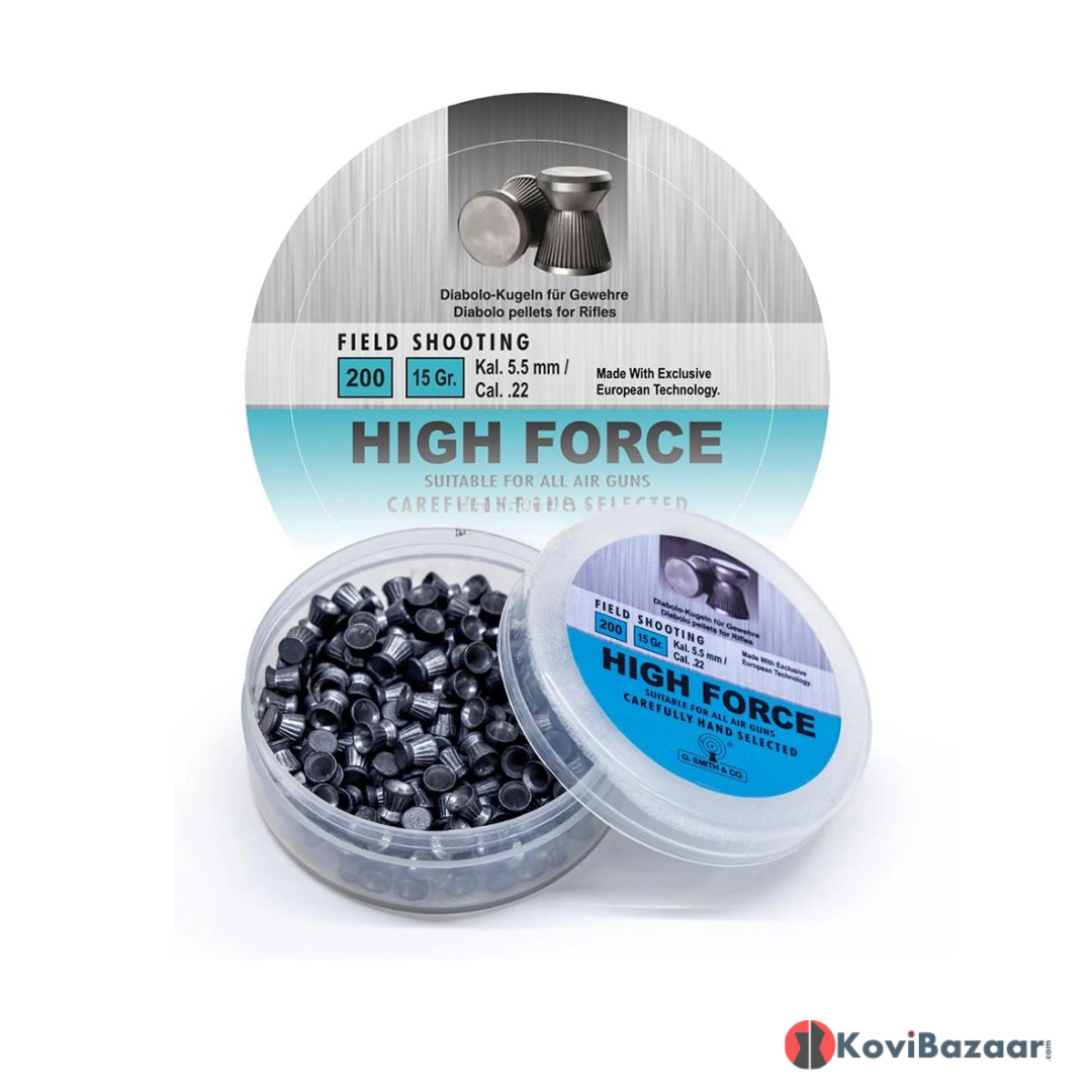 G Smith & Co High Force 15gr 0.22(5.5mm) 200/Tin Airgun Pellets